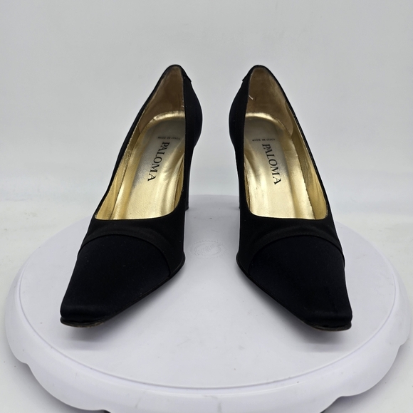 Paloma Barceló Shoe Women's 6.5 B Pumps Vintage 90s Heels Black Made In Italy - Picture 2 of 8